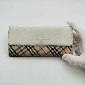 Burberry Beige Nova Check & White Leather Continental Wallet